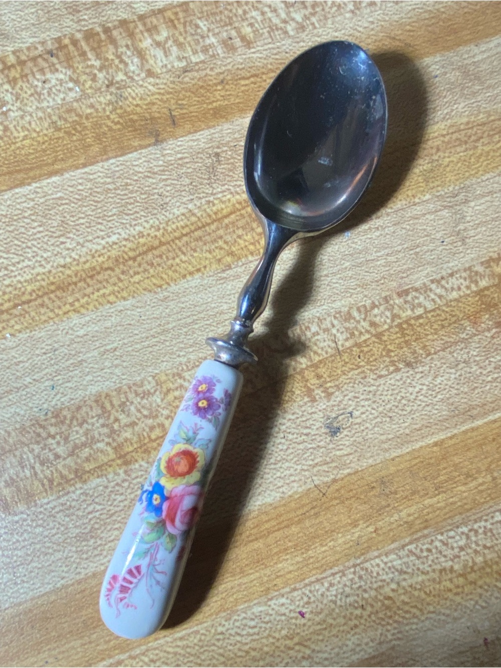 Vintage Royal Crown Single Large Floral Handle Spoon - England